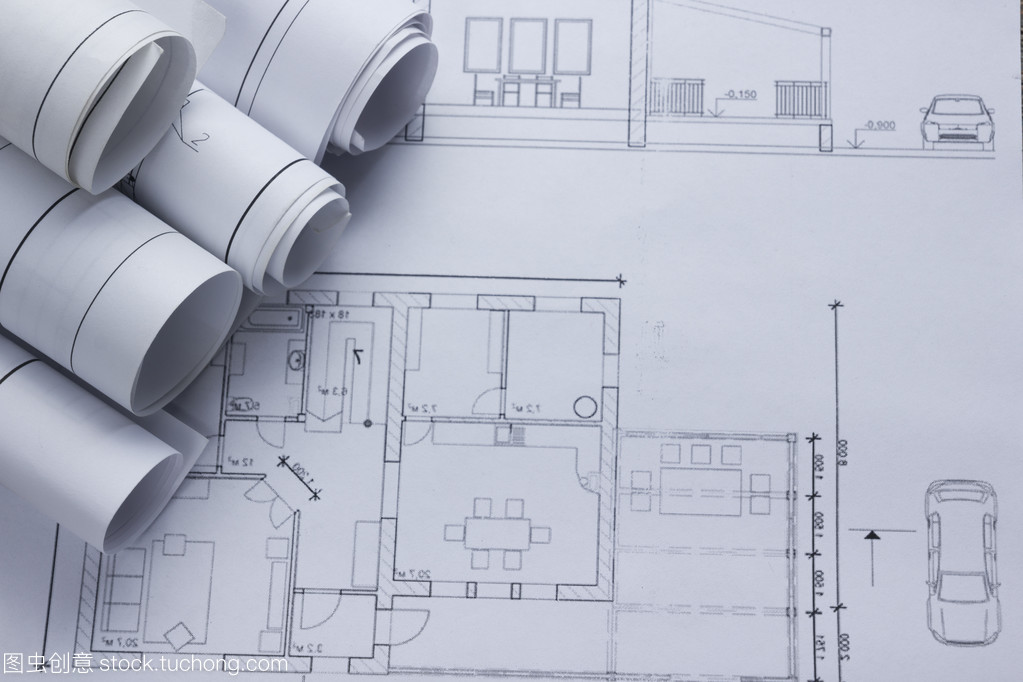 车间顶视图 建筑蓝图与工程工具在建设背景中的设计再造